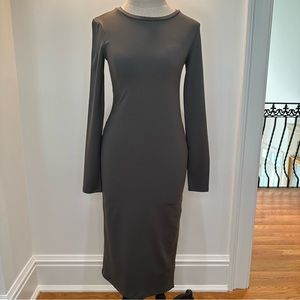 Leith Grey Bodycon Midi Dress with Side Slit — Size S